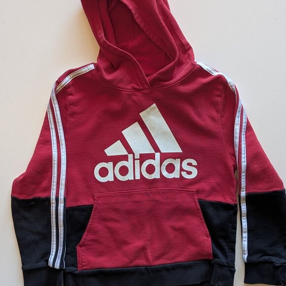Adidas boys red pullover hoodie size 8 - Picture 1 of 4